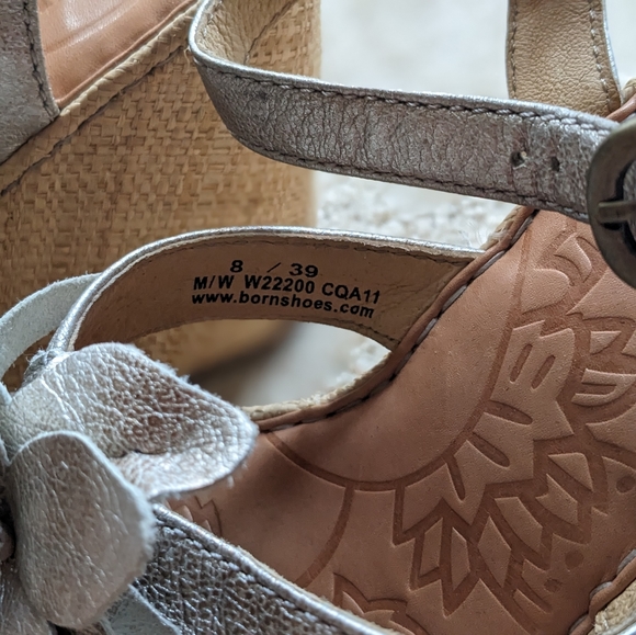 Born Silver Flower Wedge Sandals - Picture 3 of 6